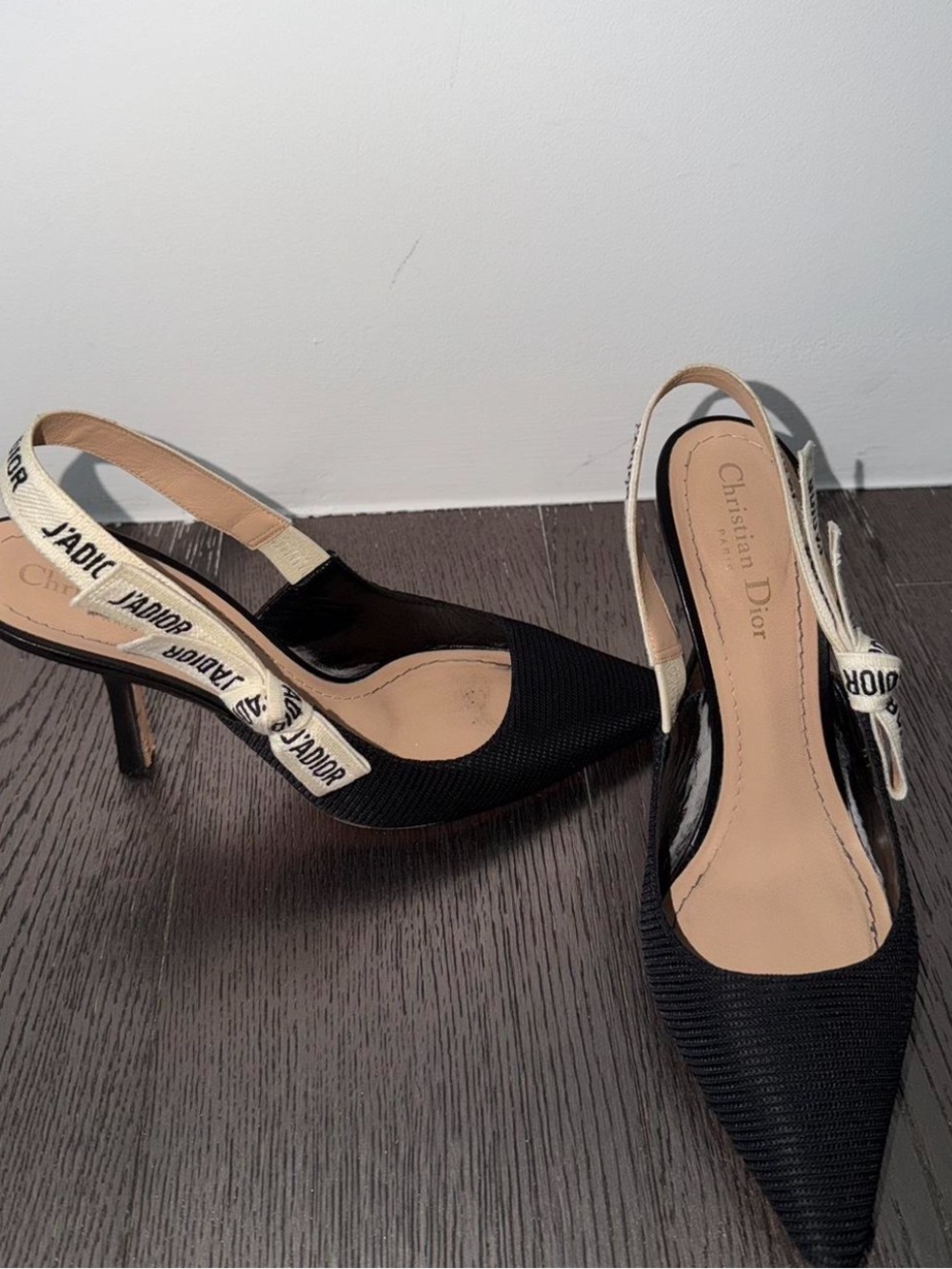 Dior Black Pointed-Toe J'Adior Slingback Heels
